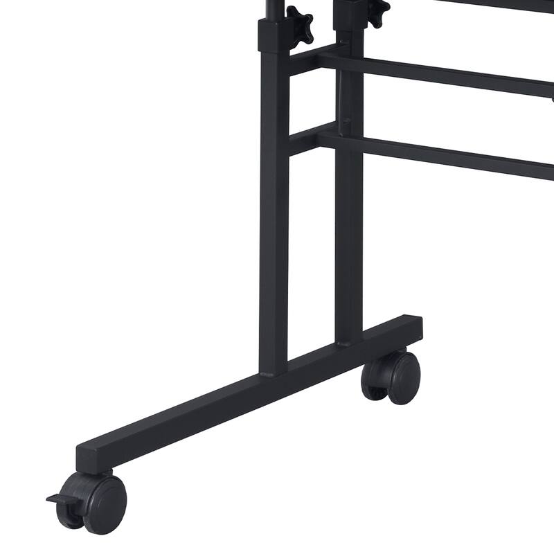 Rolling Writing Desk with Height Adjustable Desktop and Moveable Shelf