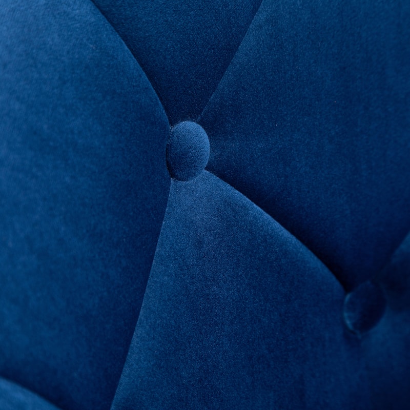 Blue Modern 28.25" Velvet Swivel Button Tufted Accent Chair with Hydraulic Base