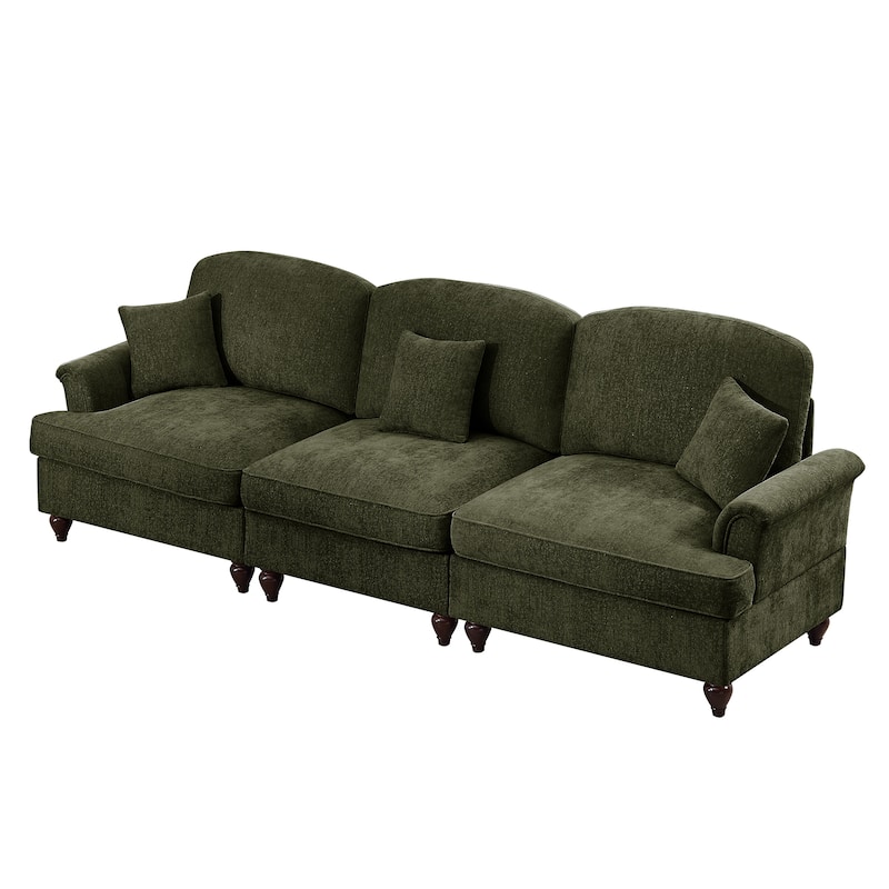 GDFStudio - Elegant Mid Century 3-Seater 107" Chenille Sofa with Flared Arms
