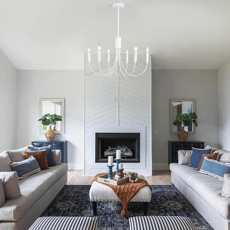 6-Light Modern Chandelier, Farmhouse Chandelier, Candle Style Chandelier for Dining Living Room Kitchen Island - 23.62"Dx8.86"H