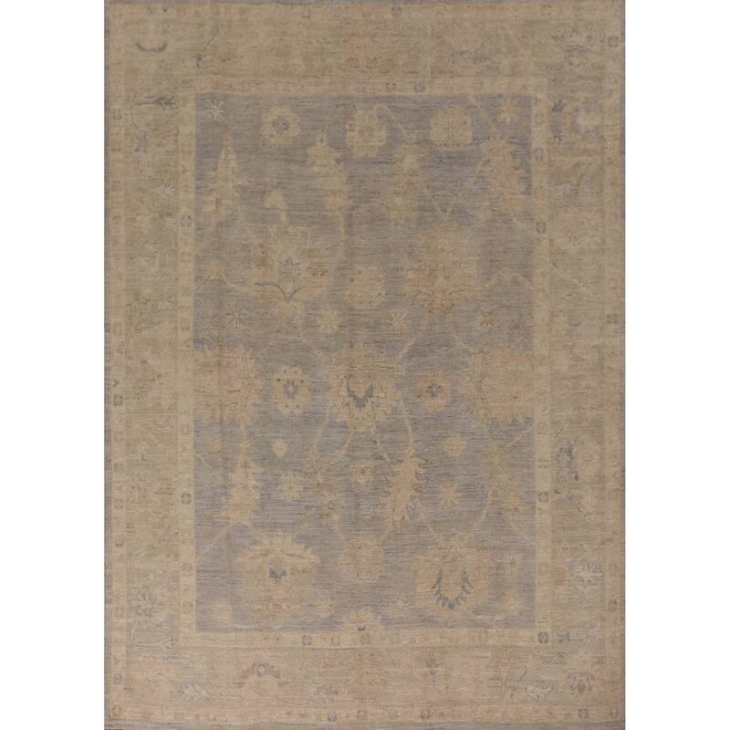 Earth Tone Oushak Vegetable Dye Area Rug Hand-Knotted Wool Carpet - 6'9" x 8'3"