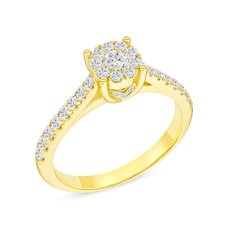 1/2ct TDW Diamond Cluster Engagement Ring in 10K Yellow Gold for Women