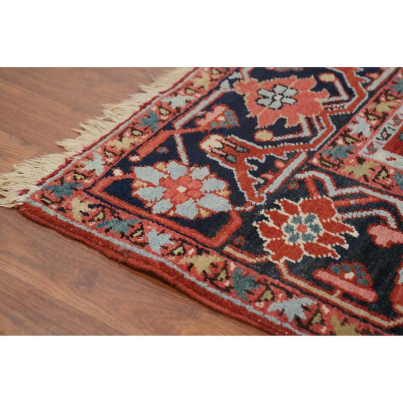 Hand Knotted Oriental 100% Wool Carpet Traditional Geometric Oranges & Rust Heriz (serapi) Area Rug - 6' 3'' X 5' 0''