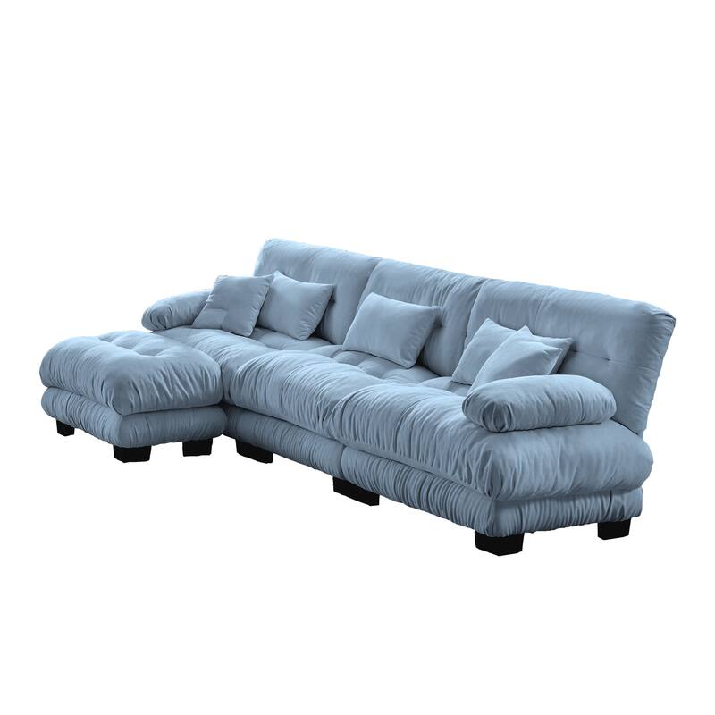 Oversized Upholstered Modular Sectional Couch, 133" L Shaped Deep Seat Sofa Set with Movable Ottoman for Living Room, Apartment