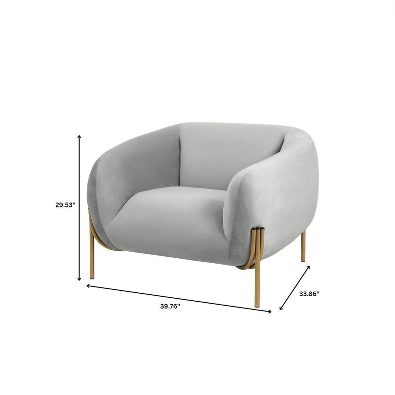 Zuno Mid Century Modern Upholstered Accent Armchair with Gold Metal Base, Plush Foam Cushioning, and Easy Assembly Design