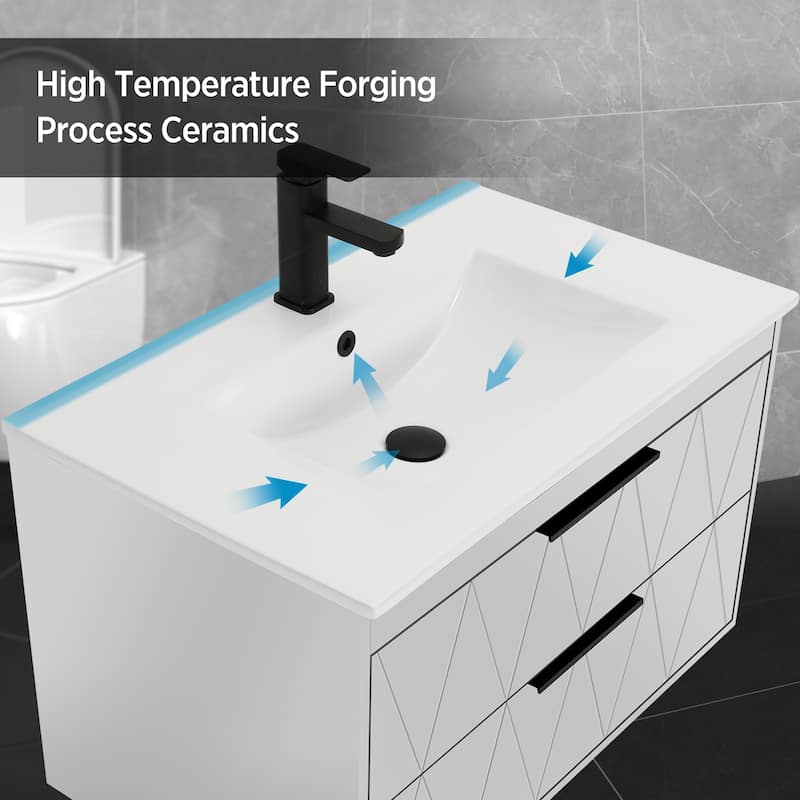 Wall Mount Vanity with Ceramic Sink SMC Sink Soft-Close