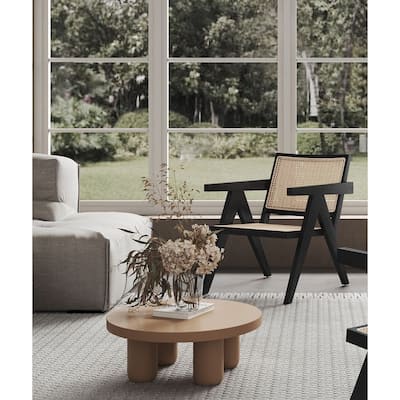 Manhattan Comfort Hamlet Accent Chair in Black and Natural Cane