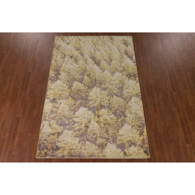 Multi-Color Abstract Oriental Area Rug Hand-Knotted Wool Carpet - 6'0" x 9'0"