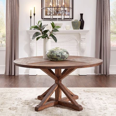 Benchwright Brown Finish Round Dining Table by iNSPIRE Q Artisan