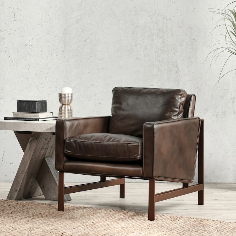 Classic Home Chad Leather Club Chair - Brown