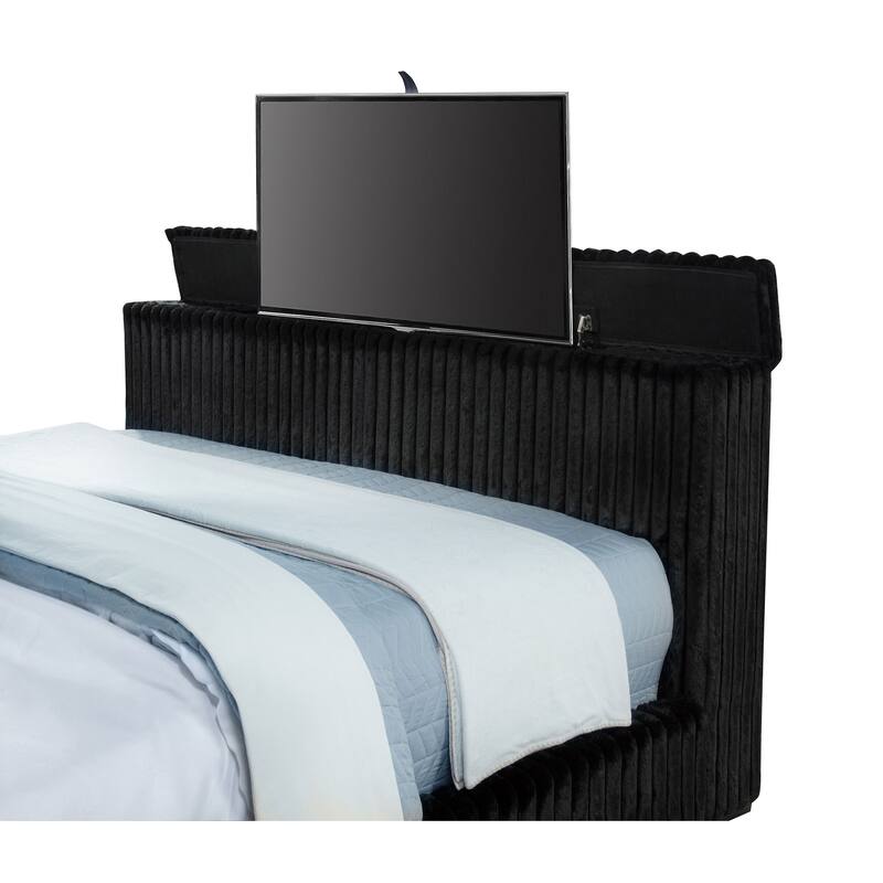 Centergrove Upholstered Wingback TV Bed Black