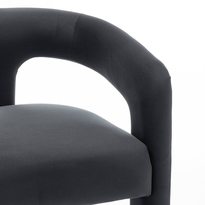 SEYNAR Modern Velvet 34.6''H Fixed Height Open-Back Bar Stool with Metal Footrest