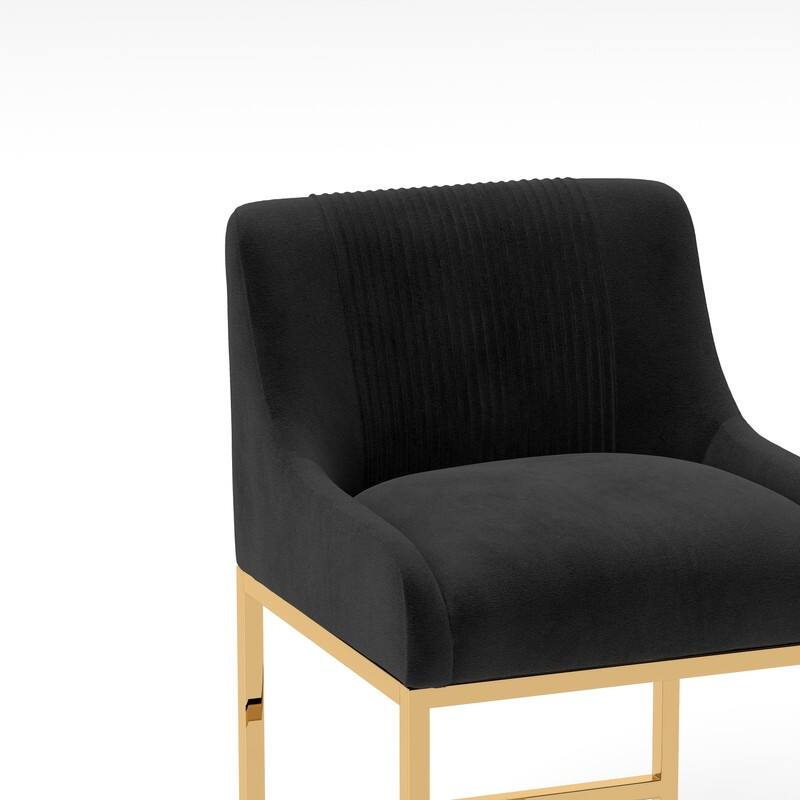 SEYNAR Mid-Century Modern Low-Back Velvet Bar Stools with Metal Frame (set of 2)