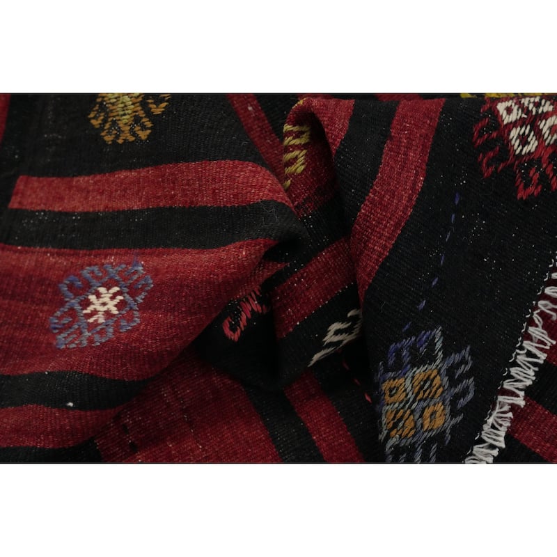 Hand Woven Oriental 100% Wool Carpet Southwestern Tribal Red Kilim Area Rug - 10' 5'' X 6' 6''