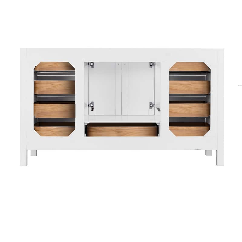 StarrySky 60 inch Undermount Single Sink Bathroom Vanity with Engineered Carrara Marble Top