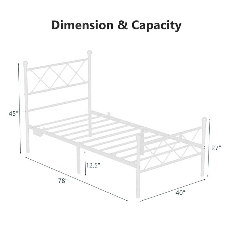 Twin Size Metal Platform Bed with RGB LED Lights,Charging Station,Heavy Duty,Remote and App Control,Under Bed Storage