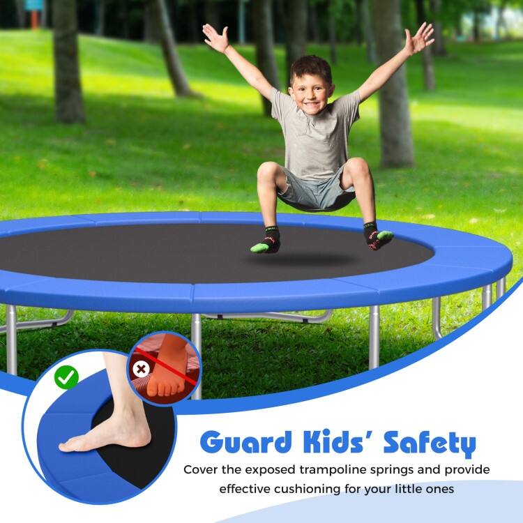Blue PVC Foam Trampoline Safety Pad with Elastic Straps and Hook Closure