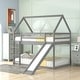 preview thumbnail 3 of 27, Twin Size Bunk House Bed with Slide and Ladder,House Shape Bunk bed with Slide