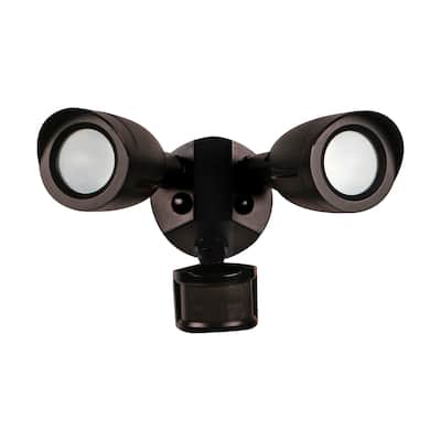 LED Security Light Dual Head With Motion Sensor Bronze Finish 4000K