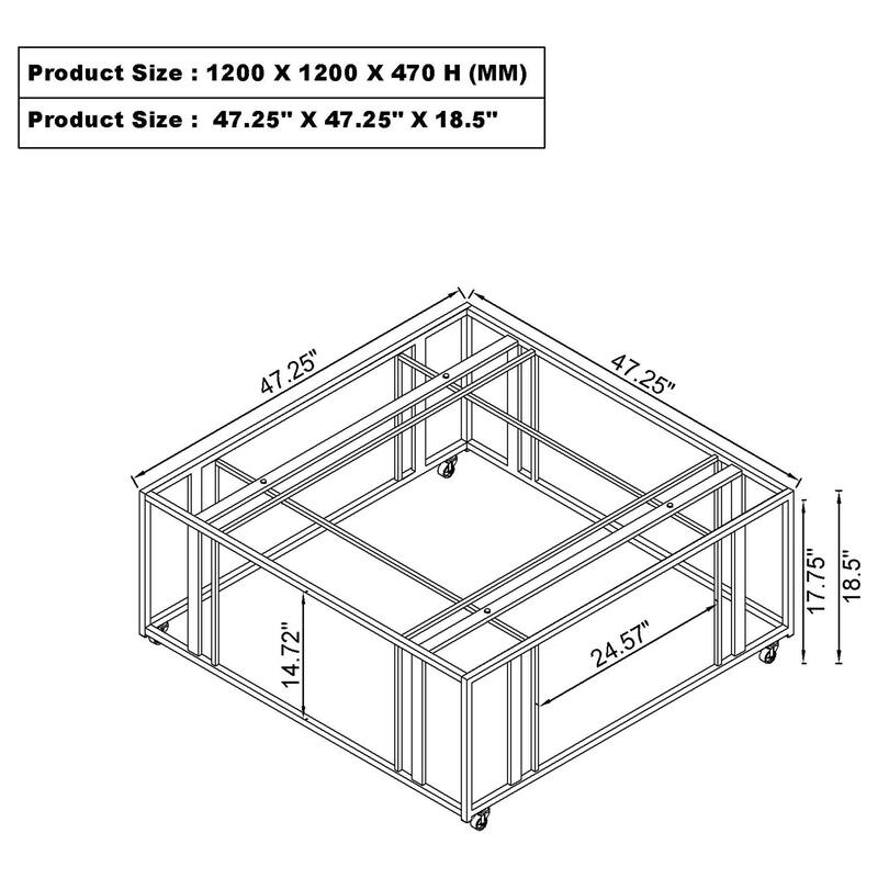 Adri Rectangular Glass Top Metal Frame Coffee Table