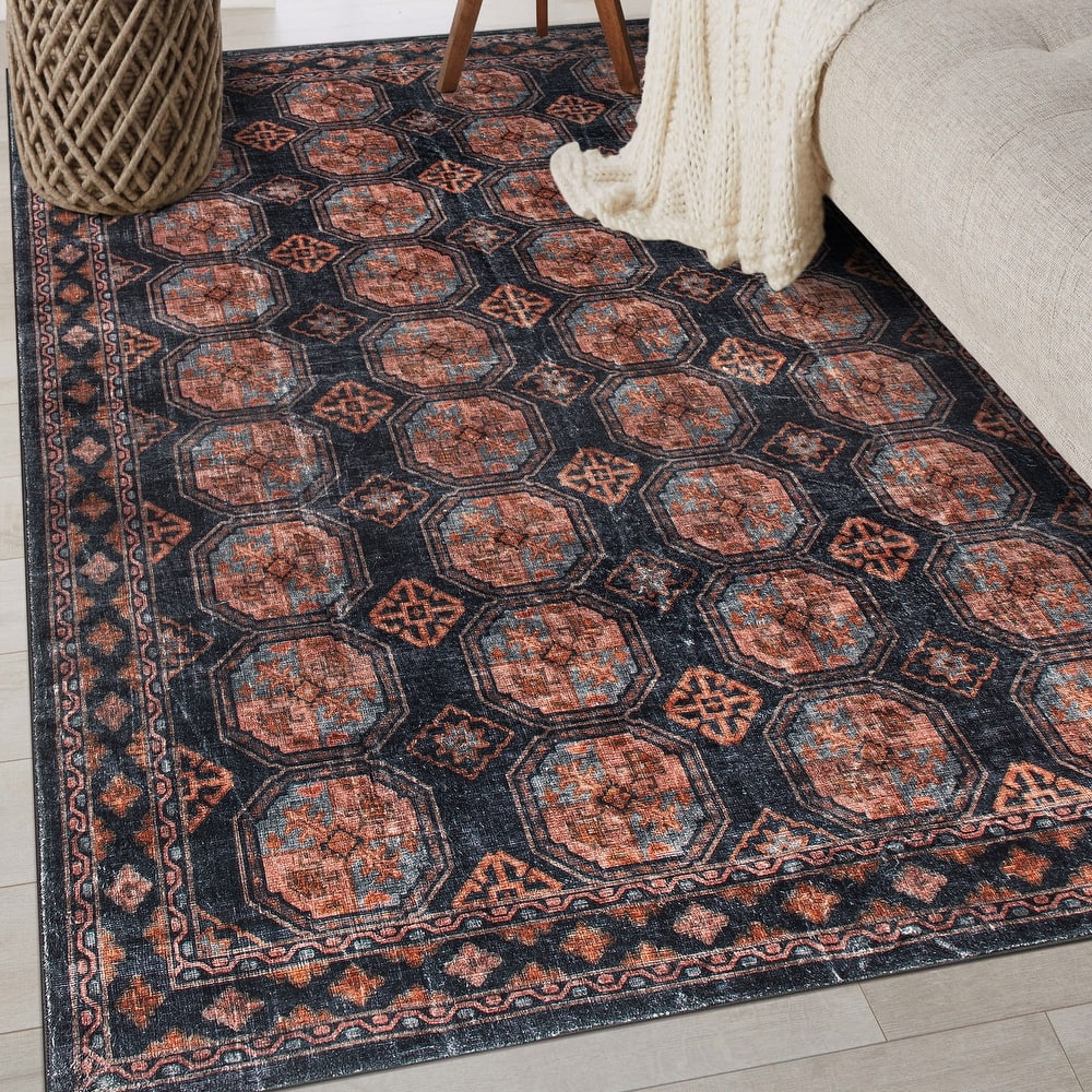 World Rug Gallery Transitional Moroccan Washable Non-Slip Area Rug