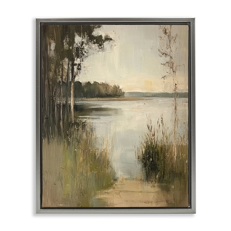 Stupell Wild Grasses by Lakeside Framed Floater Canvas Wall Art Design By Petal Prints Design - 25 x 31 - Grey