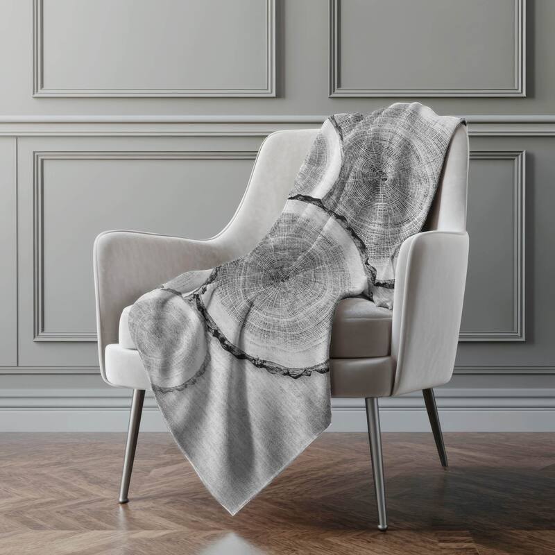 Premium Machine Washable Modern Woodgrain Sherpa Throw Blanket - Gray - 4'2" x 5'10"