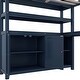 preview thumbnail 8 of 9, Dark Blue Full Pine Wood Loft Bed with Cabinet & Desk