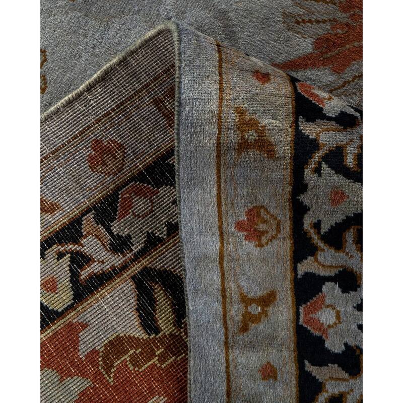 Overton Hand Knotted Wool Vintage Inspired Modern Contemporary Overdyed Gray Area Rug - 9' 1" x 12' 5"