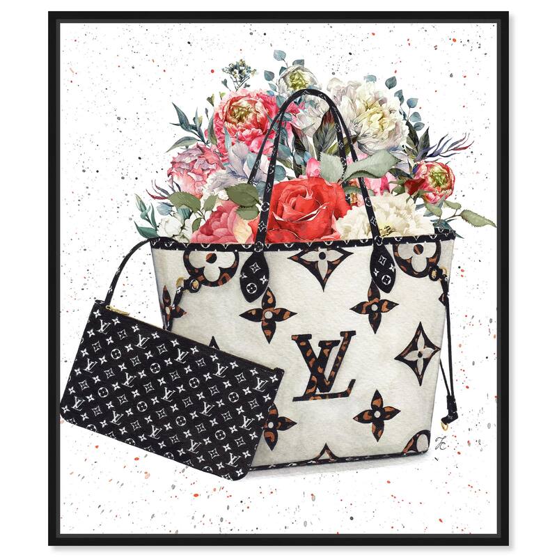 Floral Summer Bag Canvas by Art Remedy - Black - 24" x 30"