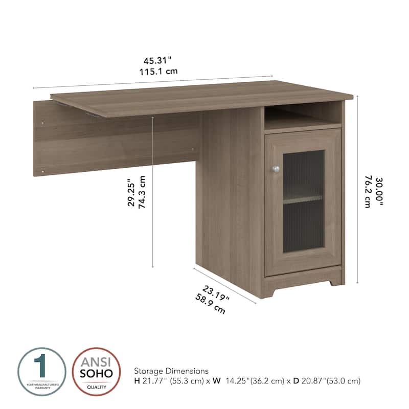 Bush Furniture Cabot Desk Return with Storage for Home Office Desk