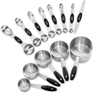 Stainless Steel Magnetic Measuring Cups and Spoons with Leveler. Set of ...