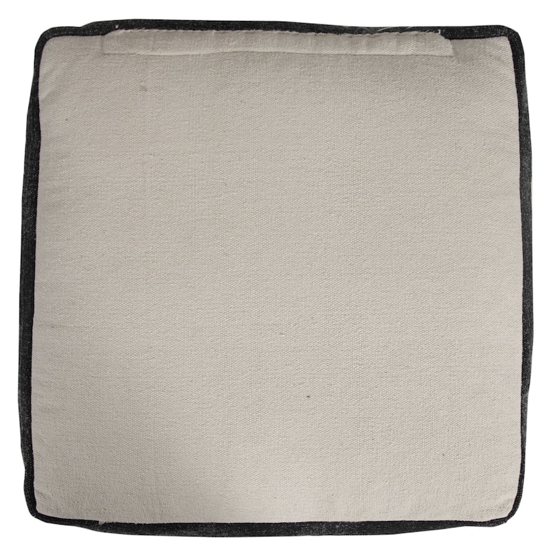 18" Black and White Chevron Stripe Square Pouf Ottoman