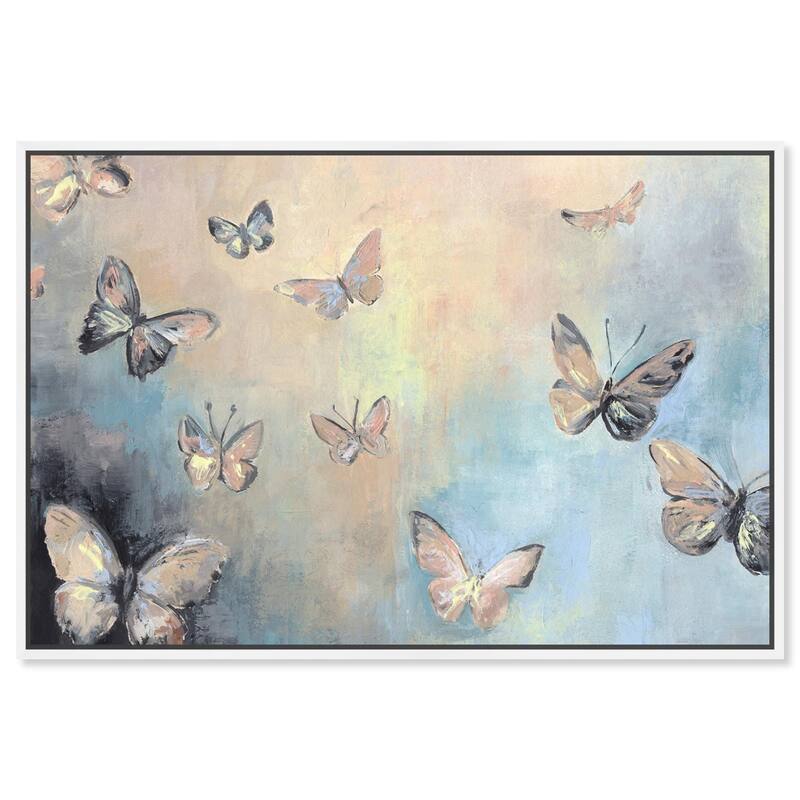 Textured Butterflies I Canvas by Art Remedy - White - 45" x 30"