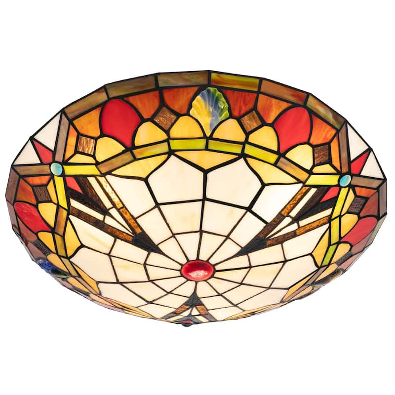 Stained Glass Flush Mount Tiffany Ceiling Light Entryway Lighting - 16in