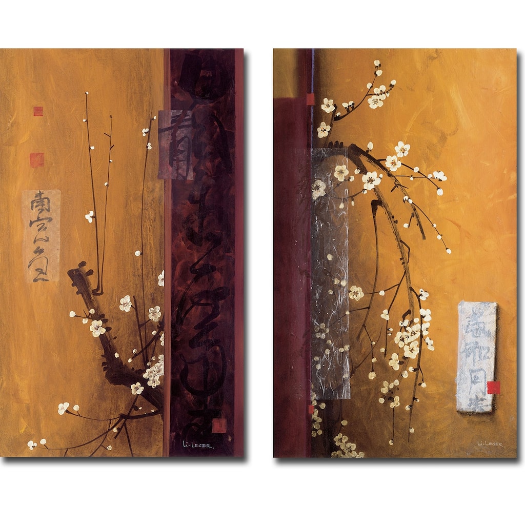 Oriental Blossoms I & III by Don Li-Leger 2-pc Gallery Wrapped Canvas Giclee Set (20 in x 12 in Each Canvas in Set)
