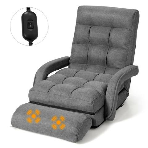 Gymax Folding Lazy Sofa Floor Chair Sofa Lounger Bed with Armrests and