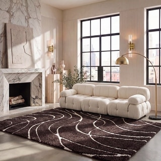 SAFAVIEH Florida Shag Sigtraud Abstract Waves 1.2-inch Thick Rug