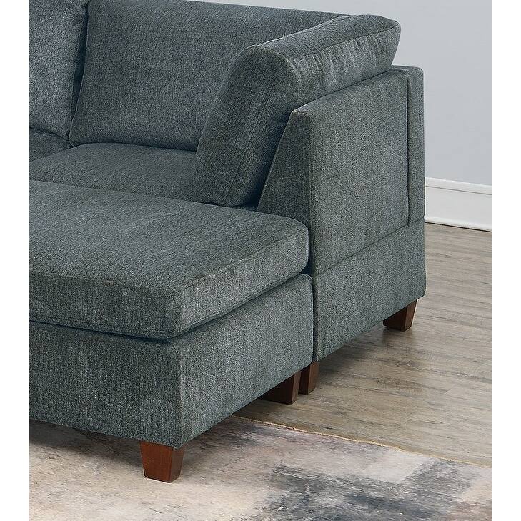 1pc Grey Chenille Modular Corner Wedge Sofa 37x37x35 inches