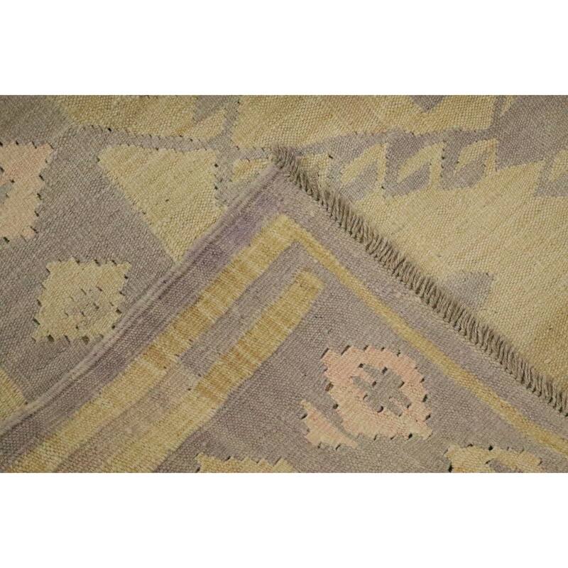 Hand Woven Oriental 100% Wool Carpet Southwestern Tribal Purples Kilim Area Rug - 9' 11'' X 6' 9''