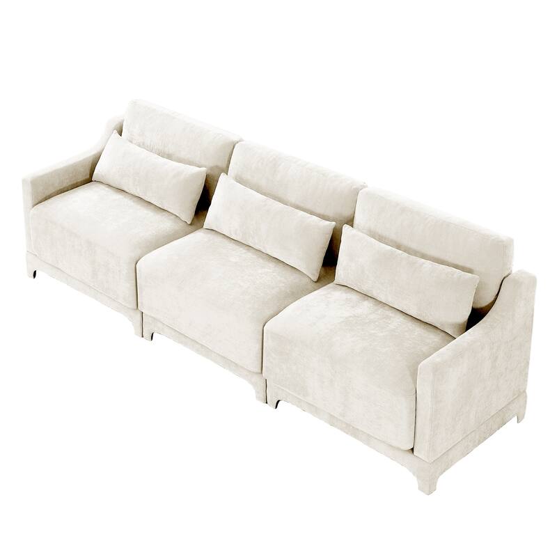 105.9″ Chenille 4-Seater Sofa with Wooden Base & High-Resilience Sponge