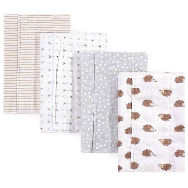 slide 1 of 1, Hudson Baby Infant Cotton Flannel Burp Cloths 4pk, Hedgehog, One Size - Hedgehog - One Size One Size - Hedgehog