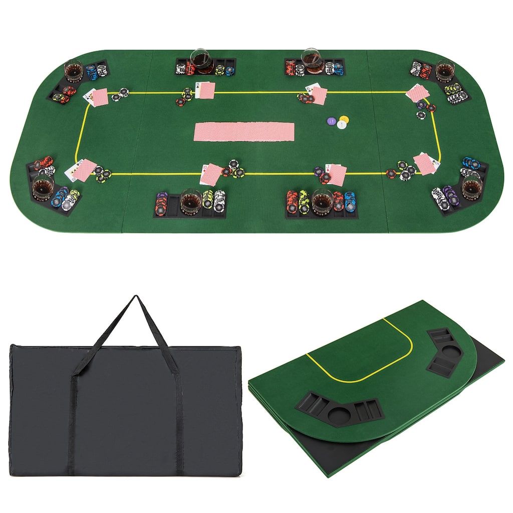 Gymax 80" x 36" Folding 8 Player Deluxe Texas Poker Table Top w/Cup