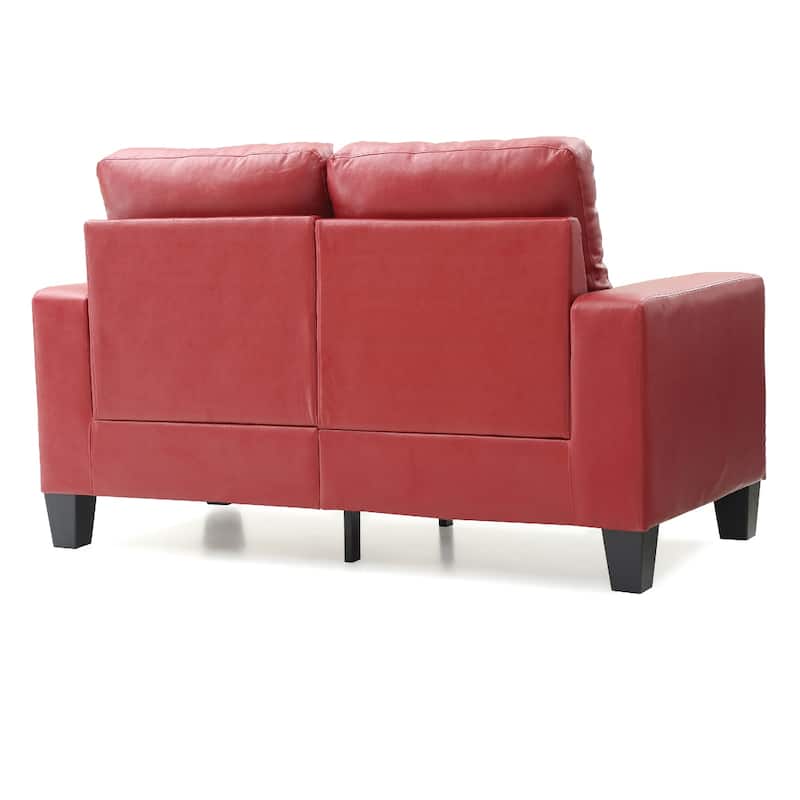 Flared Arm Faux Leather Tufted Straight Sofa - 58" - Red
