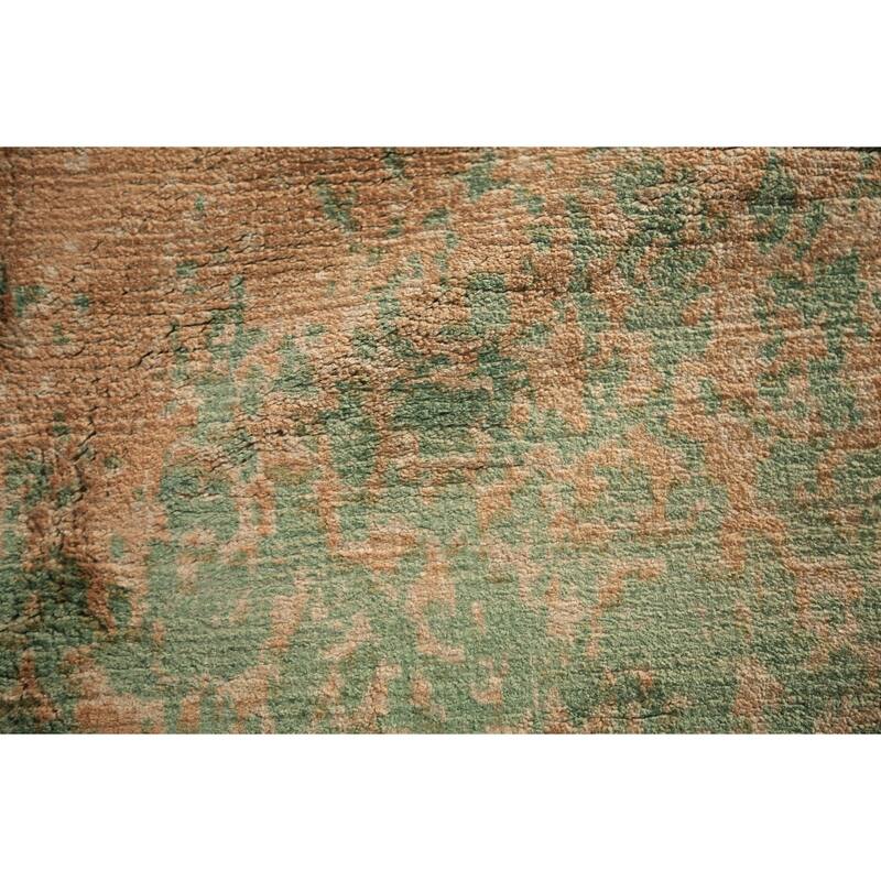 Contemporary Colorful Abstract Indian Rug Hand-Knotted Wool Carpet - 6'7" x 9'10"