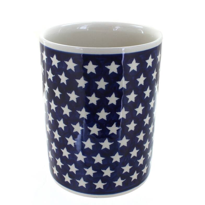 Blue Rose Polish Pottery 832 Zaklady Utensil Jar - Stars