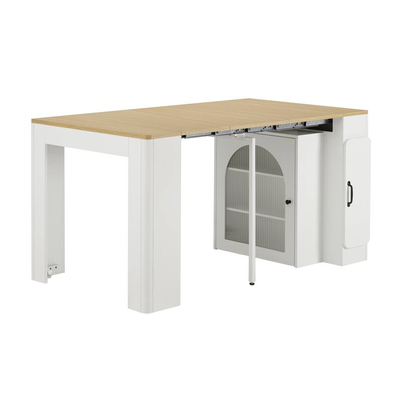 Modern Extendable Dining Table with Rolling Wheels and Integrated Power Outlet for Versatile Spaces