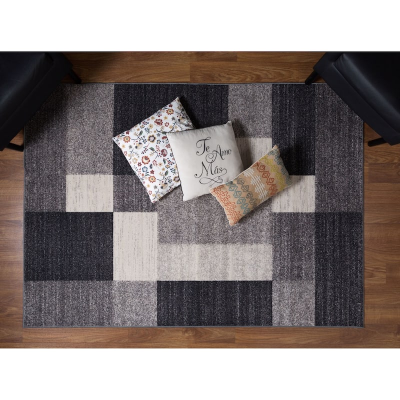 World Rug Gallery Modern Boxes Design Non-slip (Non-skid) Area Rug