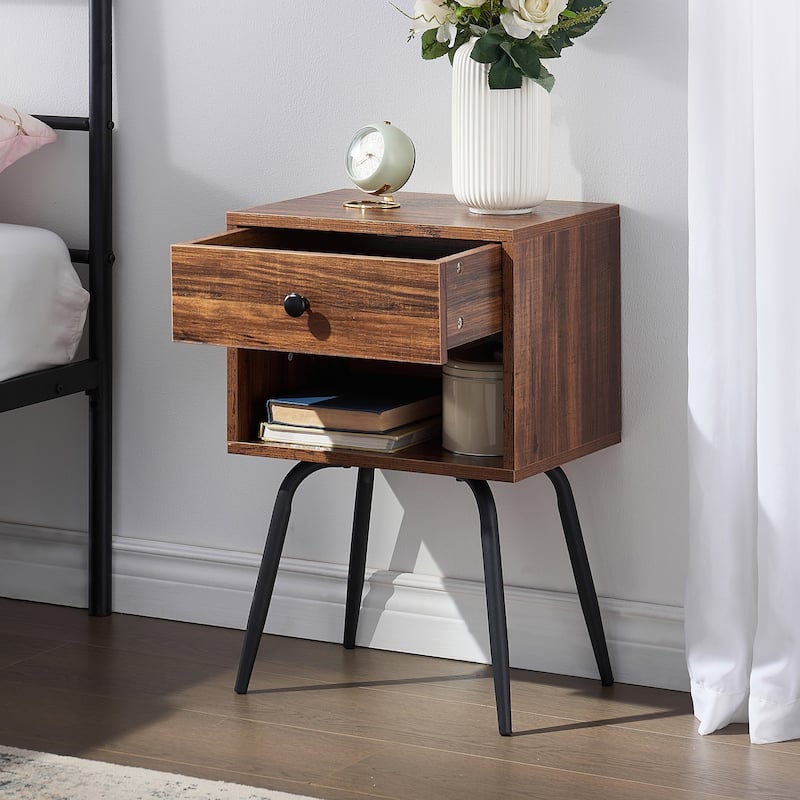 Taomika 3-pieces Bed Frame and Brown Nightstands Bedroom Sets