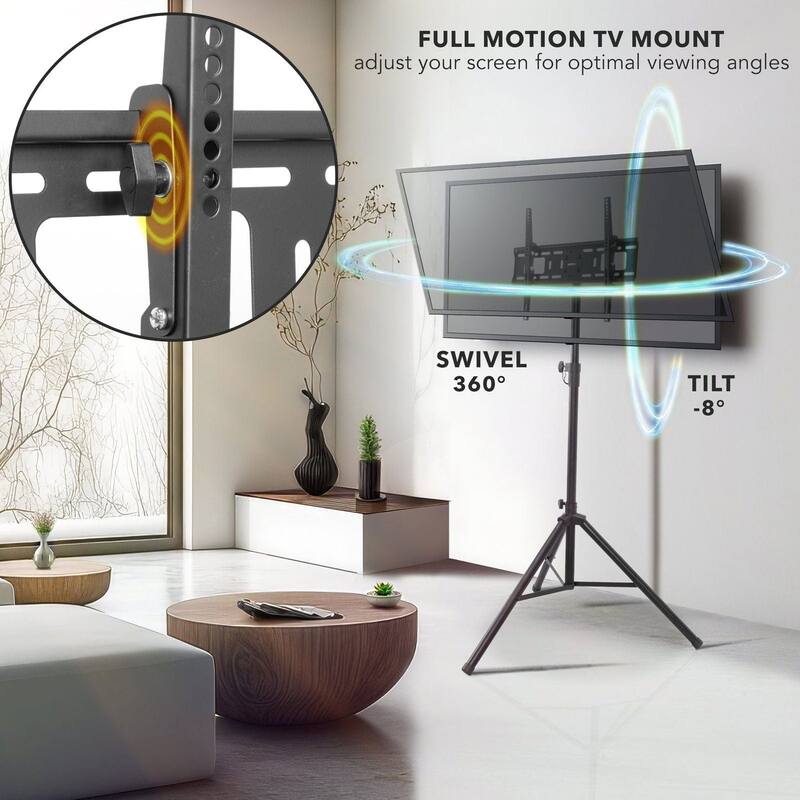 Mount-It! Tripod Portable TV Stand Fits LCD LED Flat Screen TV - Black